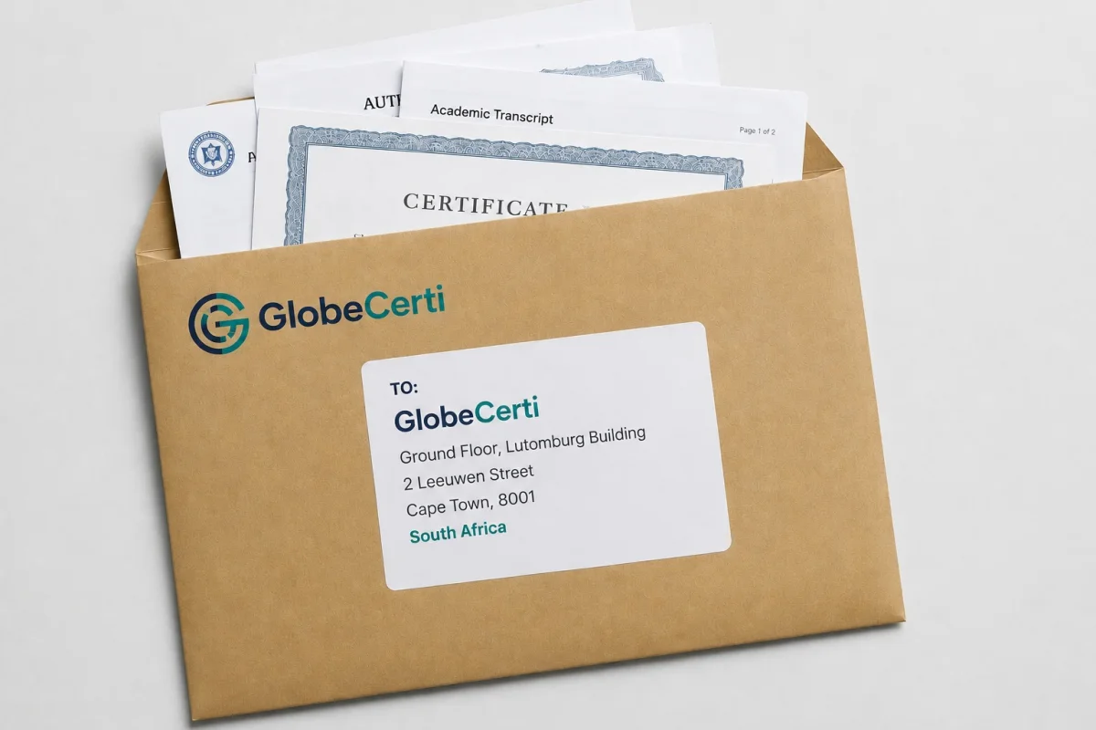 GlobeCerti envelope prepared for original qualification documents